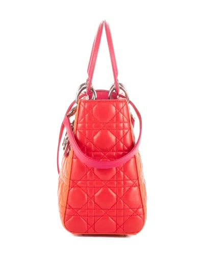 Pre-owned Dior Quilted Top-handles Tote Bag In Orange