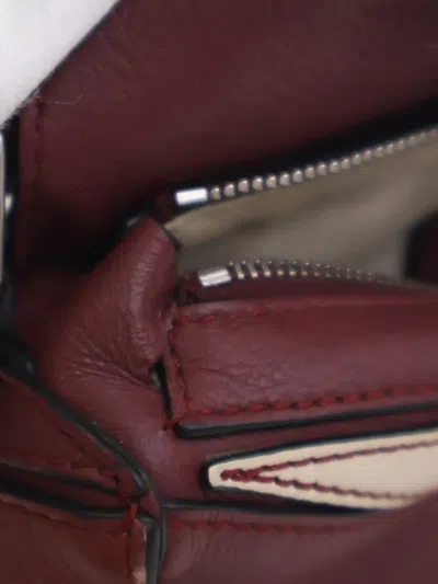 Pre-owned Loewe 2019 Mini Bicolor Calfskin Puzzle Satchel In Red