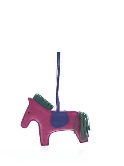 Pre-owned Hermes 2017 Milo Lambskin Grigri Rodeo Bag Charm Mm Key Chain In Purple