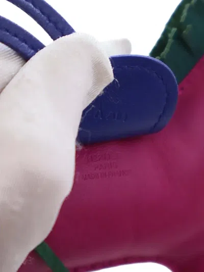 Pre-owned Hermes 2017 Milo Lambskin Grigri Rodeo Bag Charm Mm Key Chain In Purple