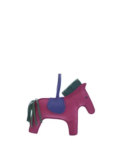 Pre-owned Hermes 2017 Milo Lambskin Grigri Rodeo Bag Charm Mm Key Chain In Purple