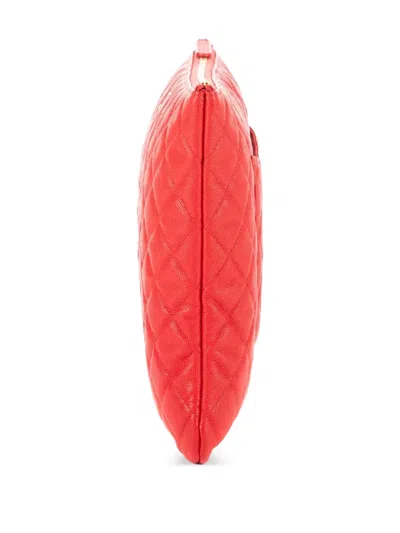 Pre-owned Chanel Quilted O-case Clutch Bag In Red