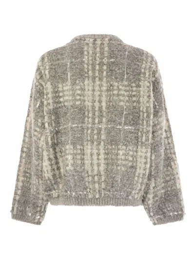 Brunello Cucinelli Sequin-embellished Chunky-knit Sweater In Gray