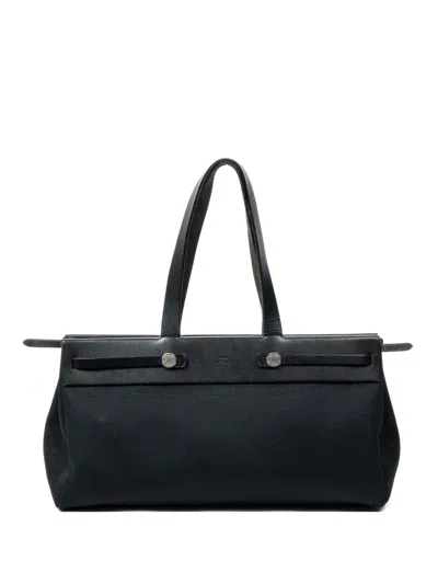 Pre-owned Hermes 2003 Herbag Cabas Mm Shoulder Bag In Black