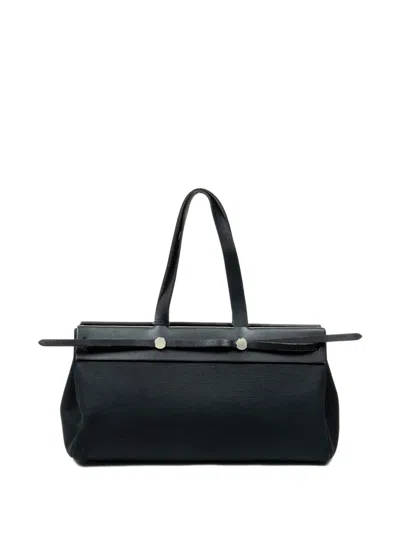 Pre-owned Hermes 2003 Herbag Cabas Mm Shoulder Bag In Black