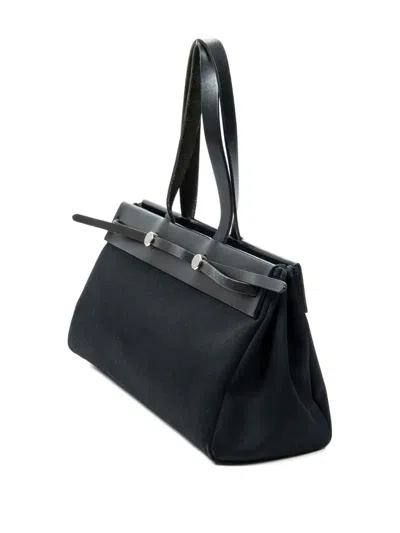 Pre-owned Hermes 2003 Herbag Cabas Mm Shoulder Bag In Black
