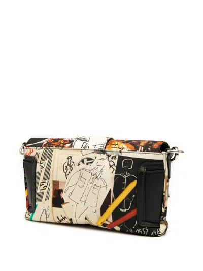 Pre-owned Fendi 2010-2025 Nylon Karl Kollage Convertible Baguette Satchel In Black