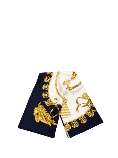 Pre-owned Hermes 2000-2020 Les Cavaliers D Or Silk Scarf Scarves In Blue