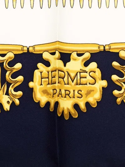 Pre-owned Hermes 2000-2020 Les Cavaliers D Or Silk Scarf Scarves In Blue