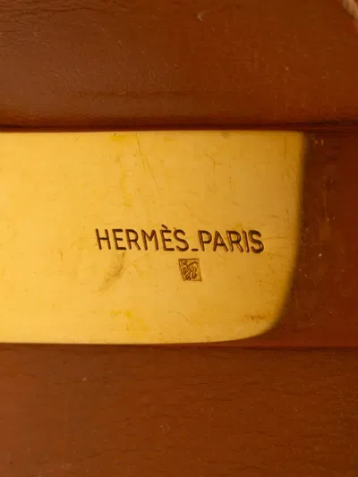 Pre-owned Hermes 1994 Leather And Gold Plated Collier De Chien Bracelet Costume Bracelet