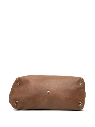 Pre-owned Gucci 2000-2015 Gg Straw Libeccio Sunset Tote Bag In Brown