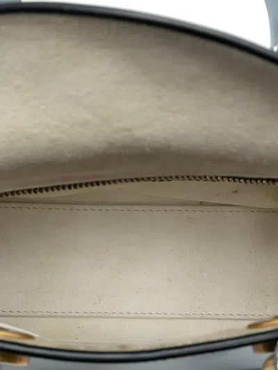 Pre-owned Dior 2018 Mini Metallic Patent Lady  Satchel In Silver