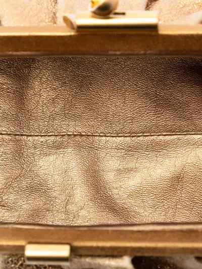 Pre-owned Chanel 2006-2008 Metallic Crackled Calfskin Monte Carlo Clutch Bag In Gold