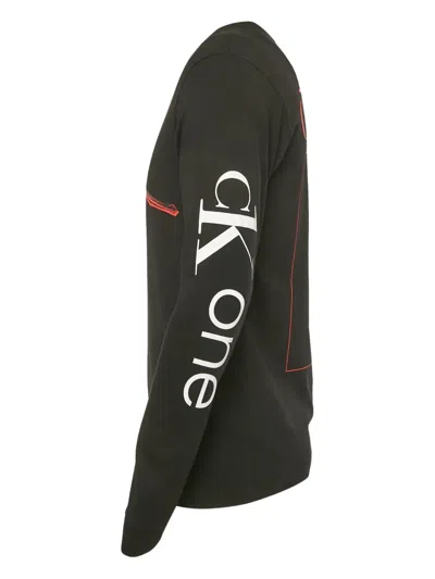 Pre-owned Calvin Klein Vintage Rose-print Long-sleeve T-shirt In Black