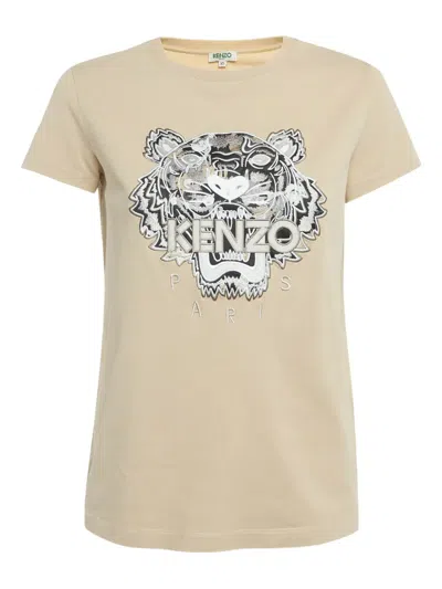 Pre-owned Kenzo Tiger-embroidery T-shirt In Neutral