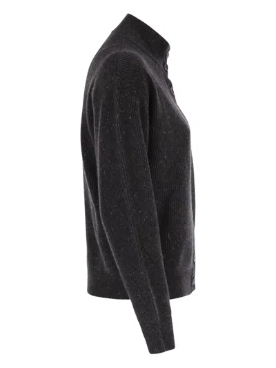 Peserico Button-fastening High-neck Cardigan In Black