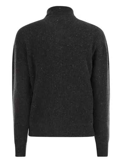 Peserico Button-fastening High-neck Cardigan In Black