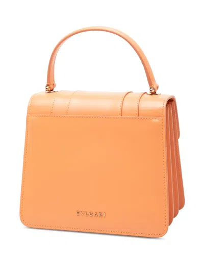 Pre-owned Bvlgari 2010-2024 Small Calfskin Serpenti Forever Top Handle Bag Satchel In Orange