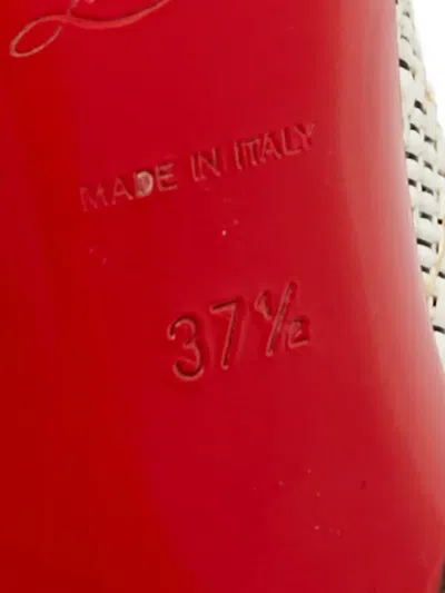 Pre-owned Christian Louboutin Woven Round-toe Pumps In White