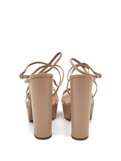 Pre-owned Aquazzura Gin Plateau Platform Leather Sandals In Neutral