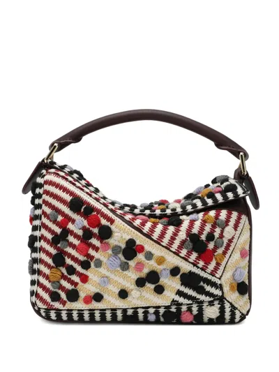 Loewe Small Puzzle Bag With 3d Effect Wool Polka Dots In Multi
