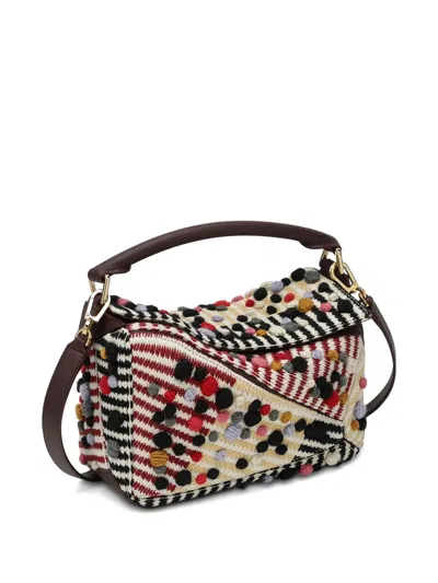 Loewe Small Puzzle Bag With 3d Effect Wool Polka Dots In Multi