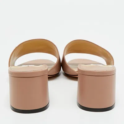 Pre-owned Jimmy Choo Minea Leather Block Heel Sandals In Neutral