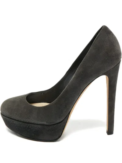 Pre-owned Dior Suede Platform Pumps In Gray