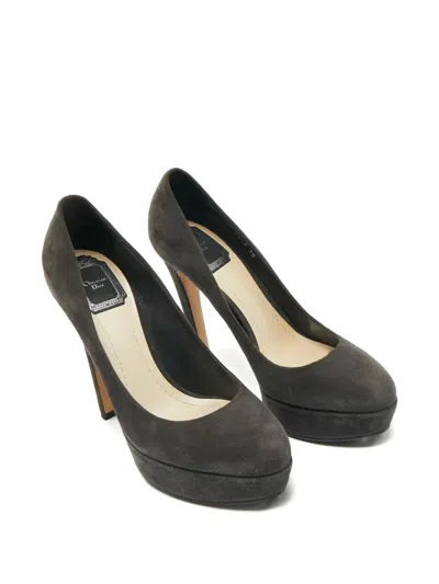 Pre-owned Dior Suede Platform Pumps In Gray