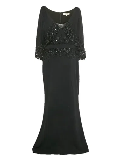 Pre-owned Badgley Mischka Embellished Maxi Dress In Black