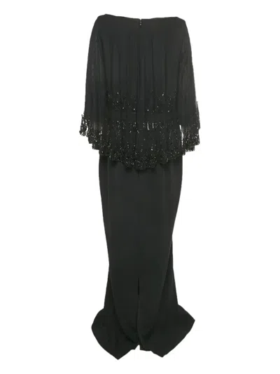 Pre-owned Badgley Mischka Embellished Maxi Dress In Black