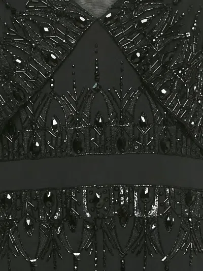 Pre-owned Badgley Mischka Embellished Maxi Dress In Black