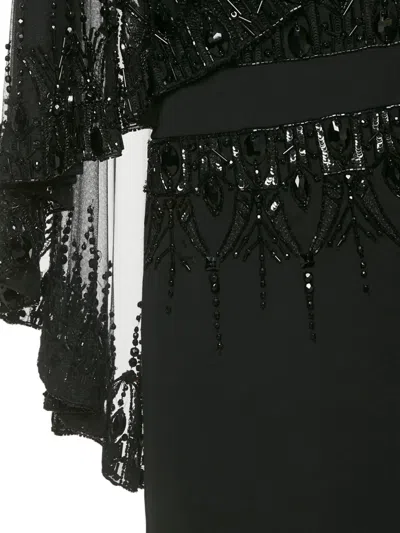 Pre-owned Badgley Mischka Embellished Maxi Dress In Black