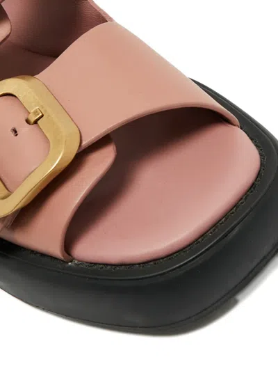 Pre-owned Tod's Double-buckle Leather Sandals In Pink