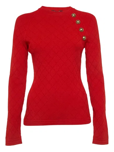 Pre-owned Balmain Button-detailed Top In Red