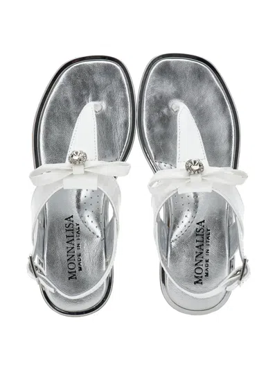 Monnalisa Bow-detail T-strap Sandals In Multi