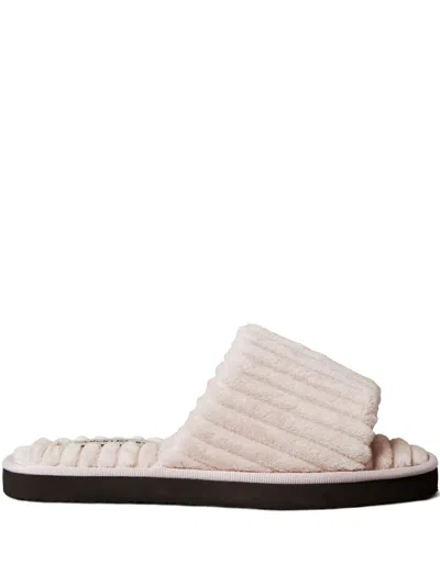 Calvin Klein Ribbed-pattern Slippers In White