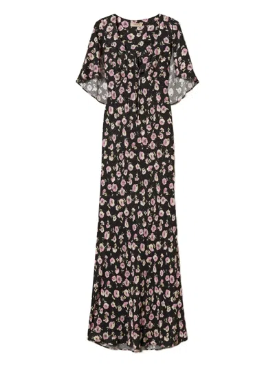 Twinset Floral-print Maxi Dress In Black