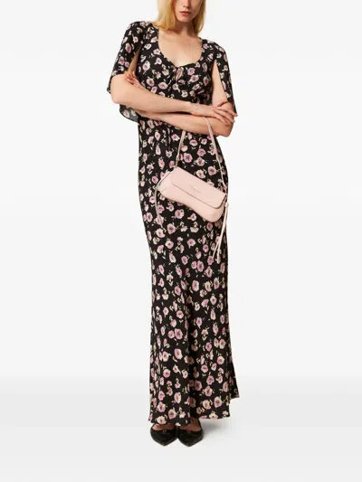 Twinset Floral-print Maxi Dress In Black