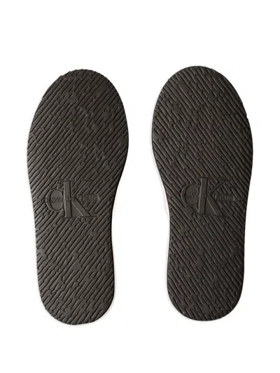 Calvin Klein Ribbed-pattern Slippers In White