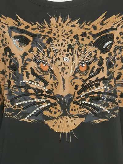 Pre-owned Sonia Rykiel Tiger-print Beaded Top In Black