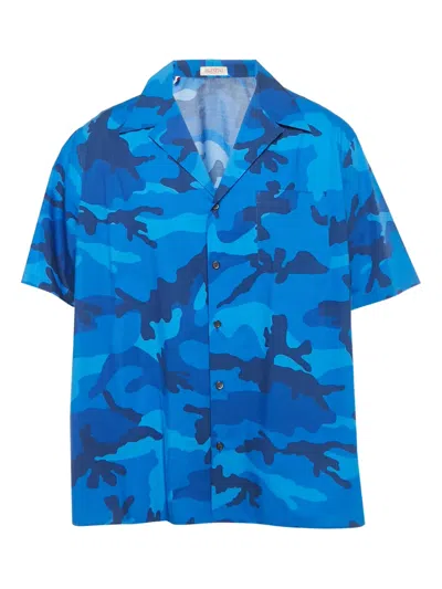 Pre-owned Valentino Camouflage Cotton Shirt In Blue