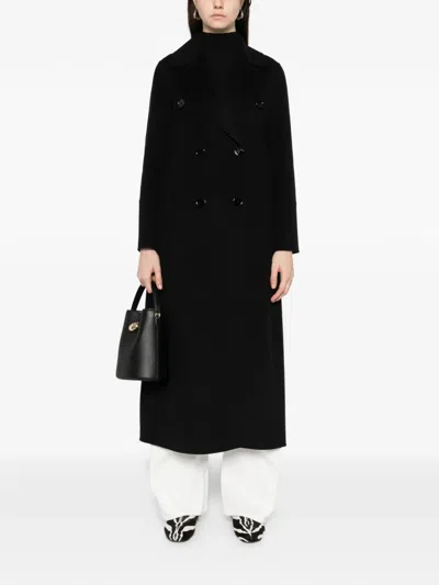 Max Mara Double-breasted Coat In Wool And Alpaca In Black