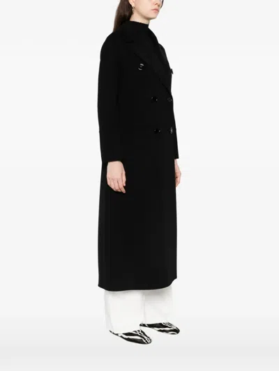Max Mara Double-breasted Coat In Wool And Alpaca In Black