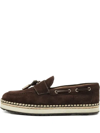 Pre-owned Dolce & Gabbana Suede Tassel Espadrilles In Brown