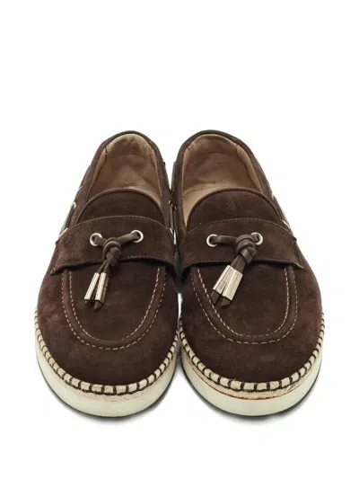 Pre-owned Dolce & Gabbana Suede Tassel Espadrilles In Brown