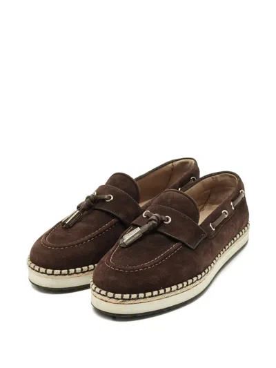 Pre-owned Dolce & Gabbana Suede Tassel Espadrilles In Brown