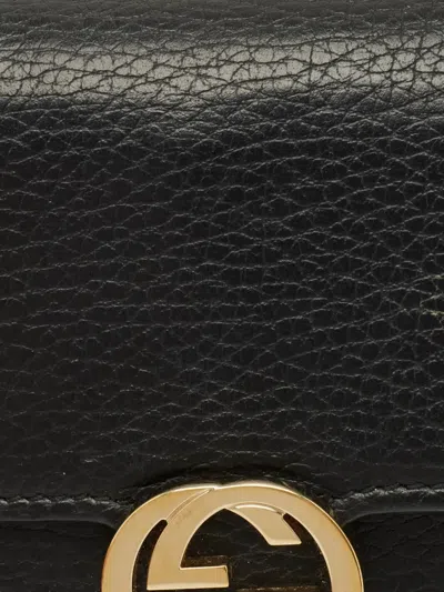 Pre-owned Gucci Interlocking G Leather Clutch In Black