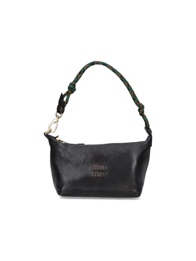 Miu Miu Leather Clutch Bag In Brown