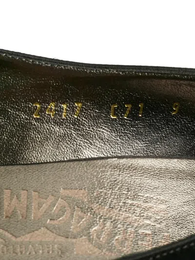 Pre-owned Ferragamo Societe Pleated Peep-toe Pumps In Black